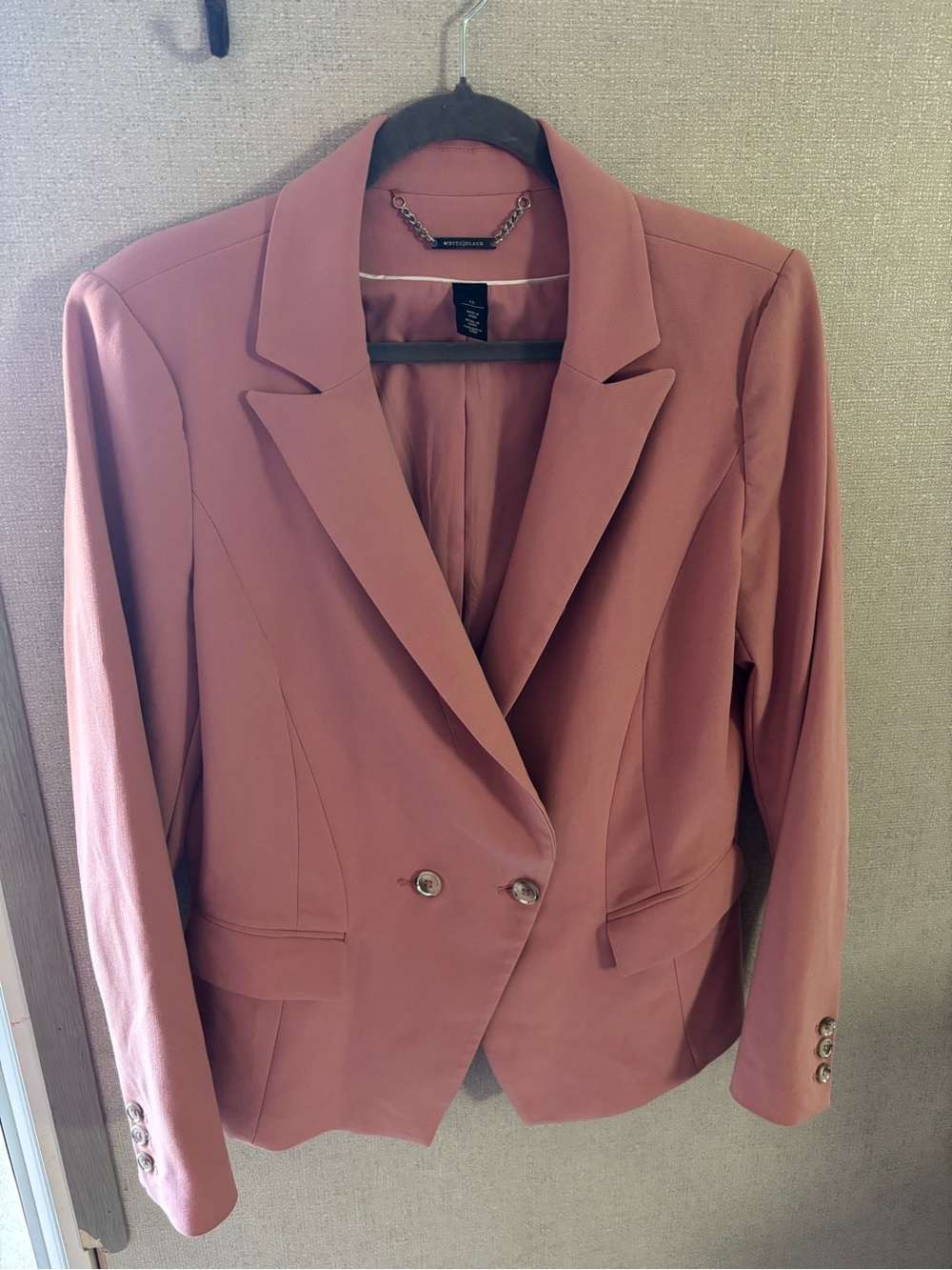 White House Black Market Double-Breasted Pink Blazer Jacket